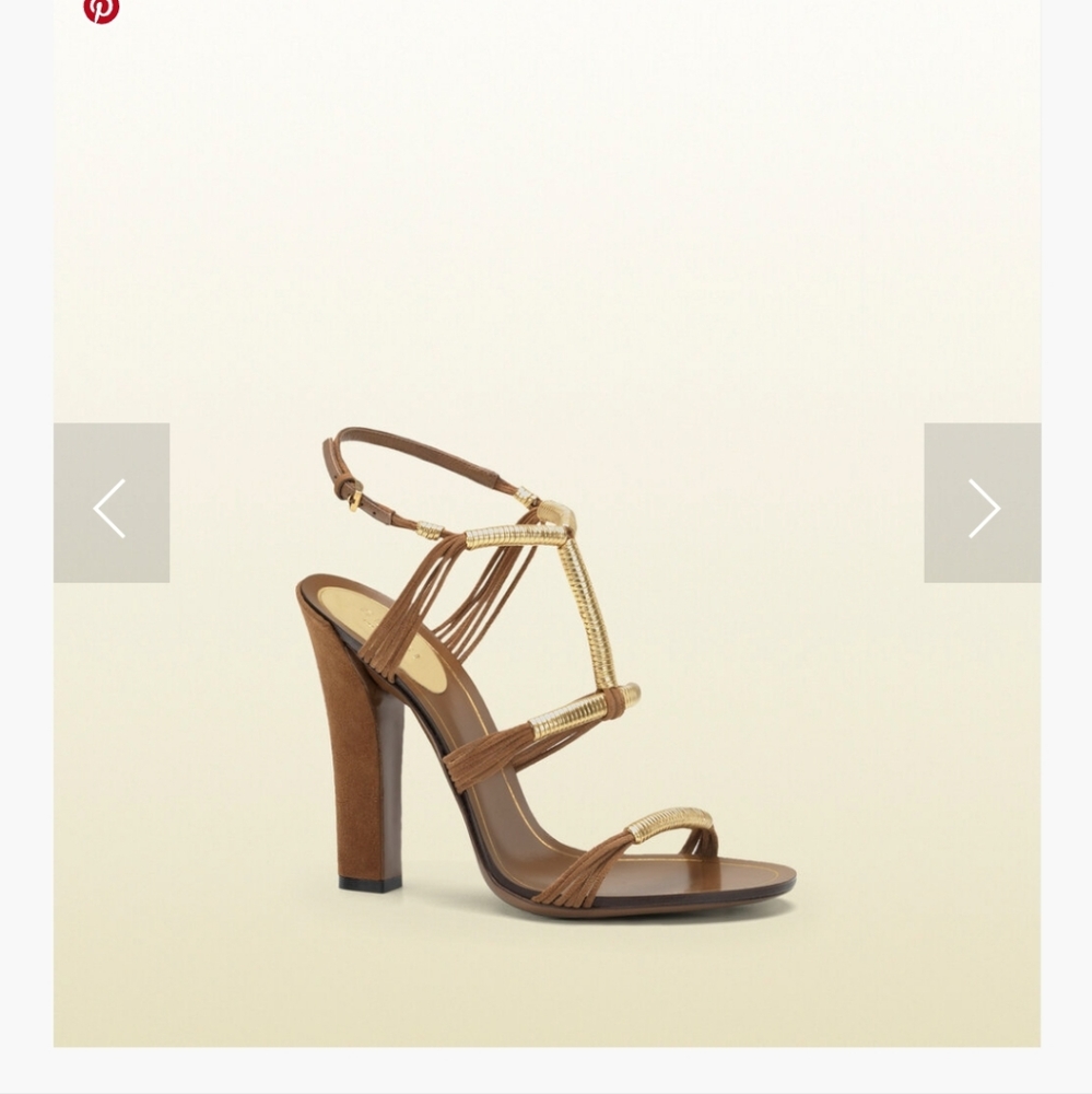 GUCCI Anita Brown & Gold ropes sandals.